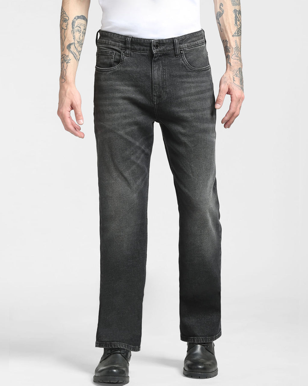 Men dark grey Bootcut Fit Jeans