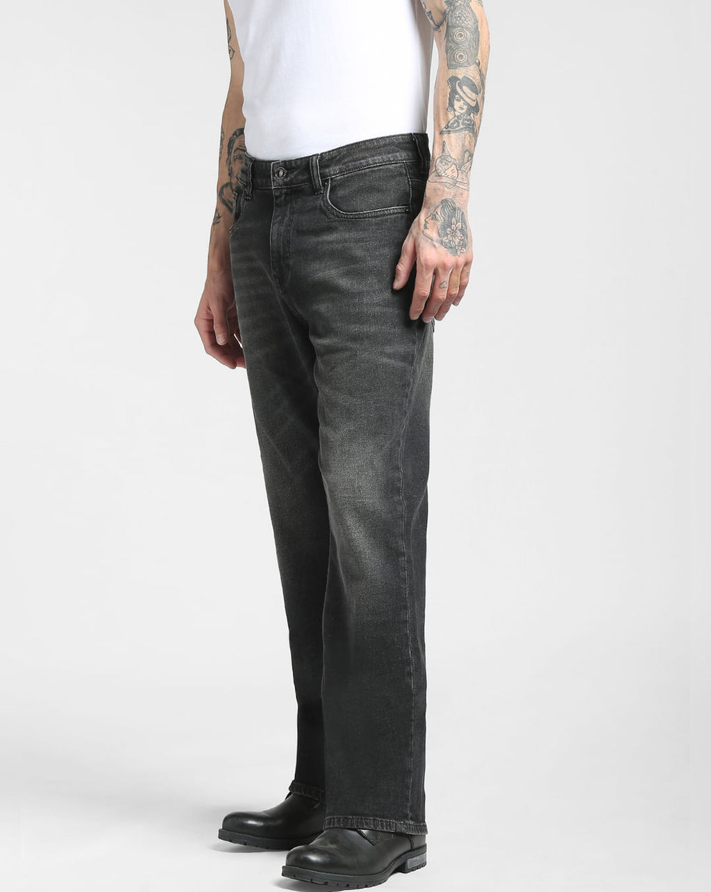 Men dark grey Bootcut Fit Jeans