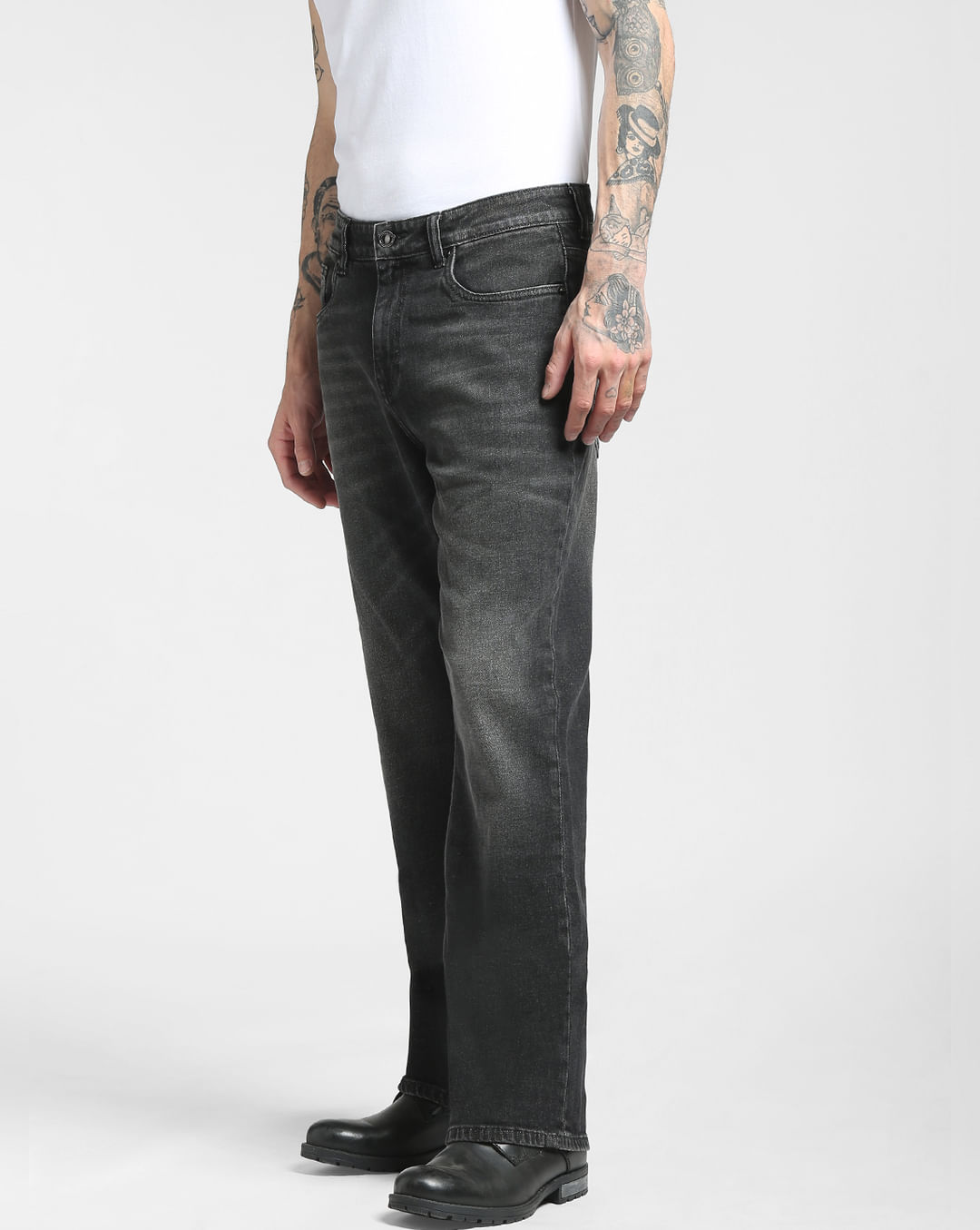 Men Ash grey straight regular Fit Jeans