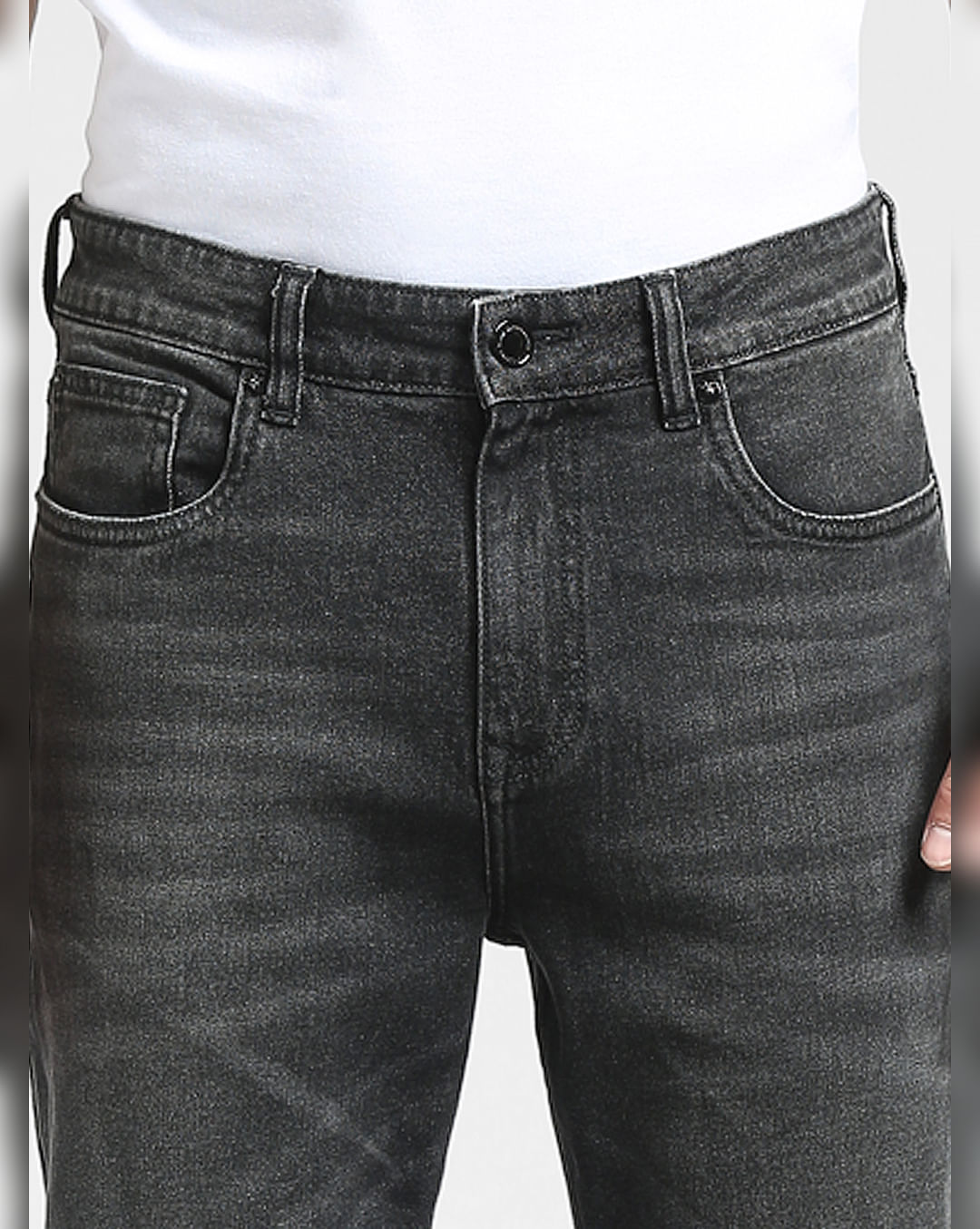 Men Ash grey straight regular Fit Jeans