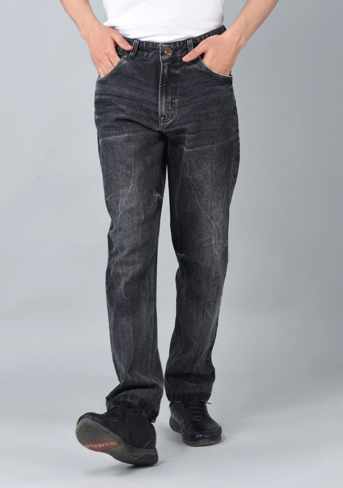 Men carbon grey straight Fit Jeans