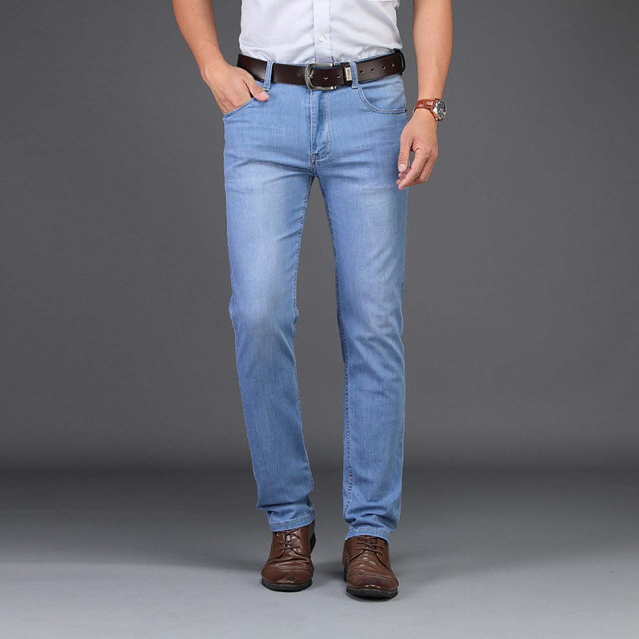 Men sky blue straight Fit Jeans  (32 size)