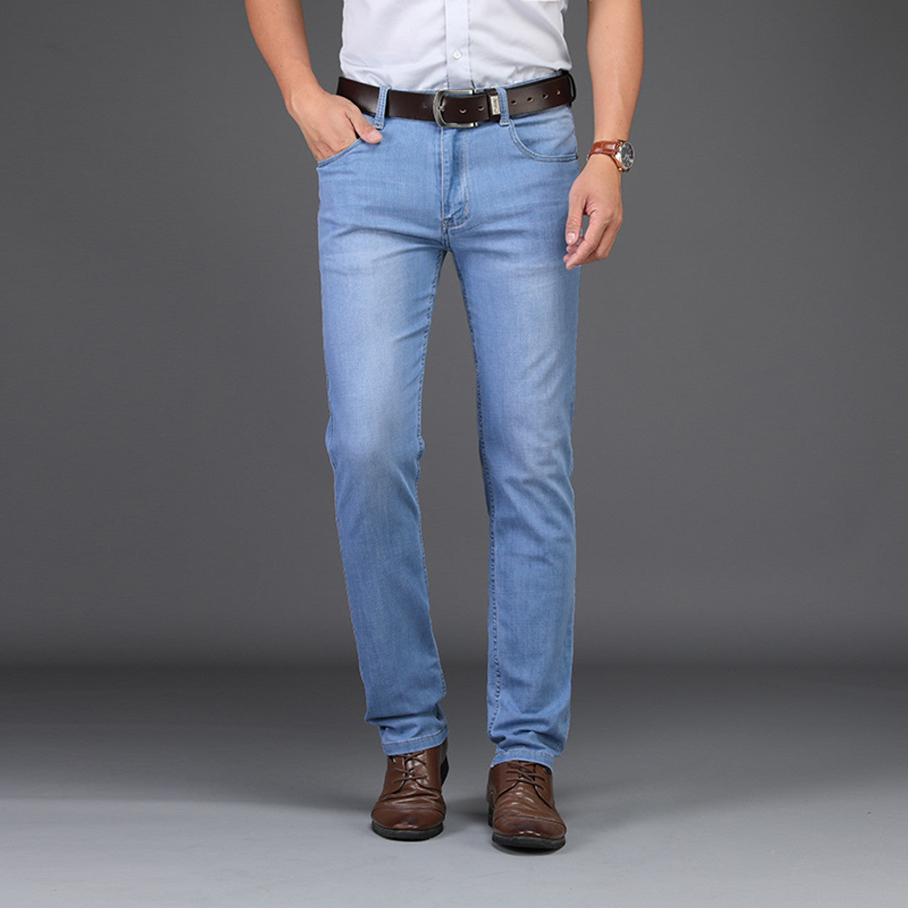 Men sky blue straight Fit Jeans  32, 38 size)